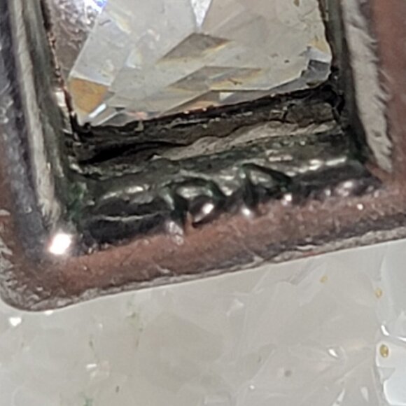 Silver Tone Princess Cut Simulated Diamond Dangle Earrings Lever Back Marked PA - Picture 5 of 6